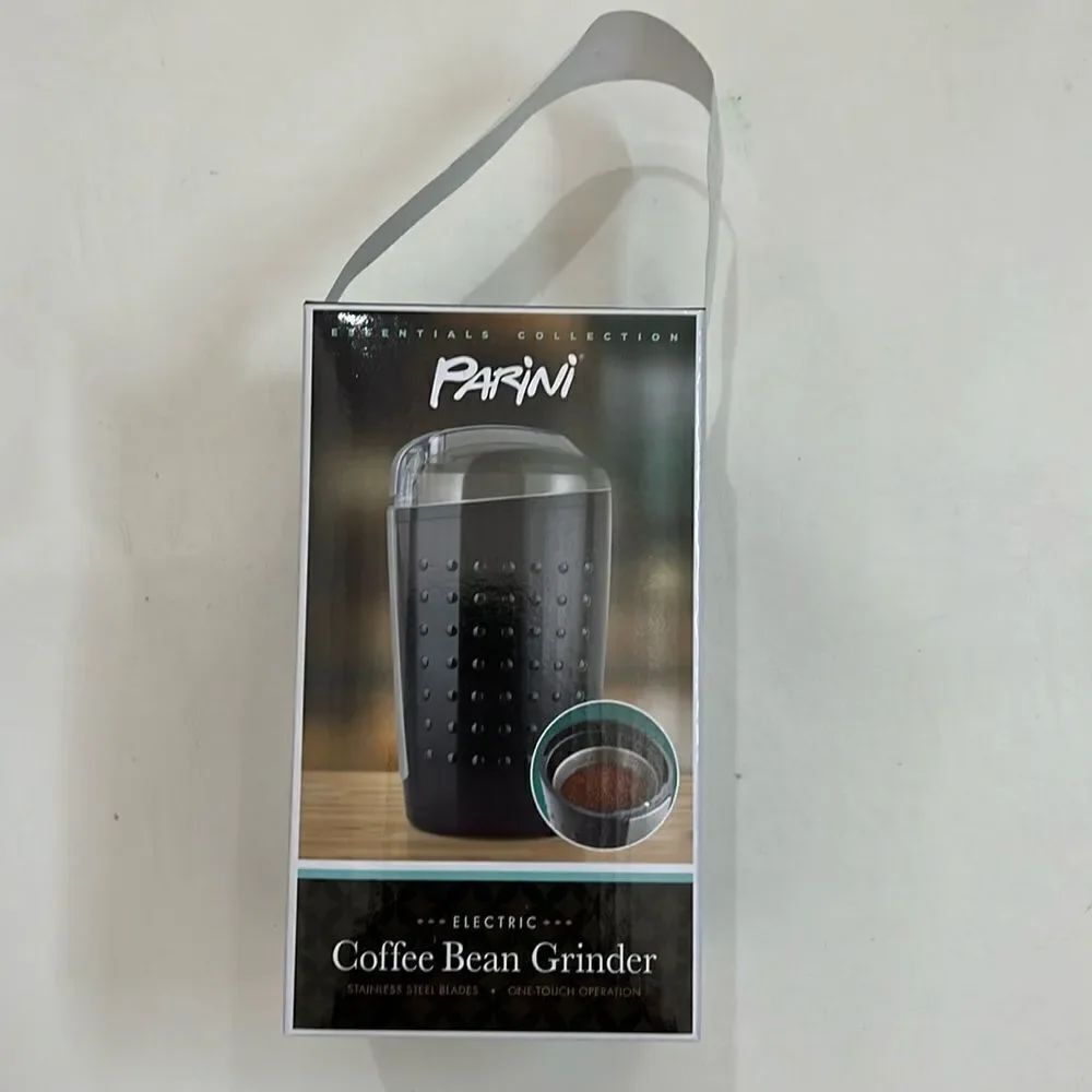 Parini Electric Coffee Bean Grinder One Touch Black Stainless Steel Blades New